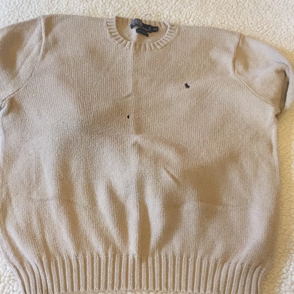 Tan and navy blue polo by Ralph Lauren!